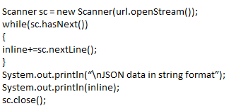 method scanner to read each line from the API and fetch the data in string format.