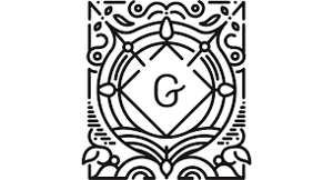 a black and white design with G written in centre