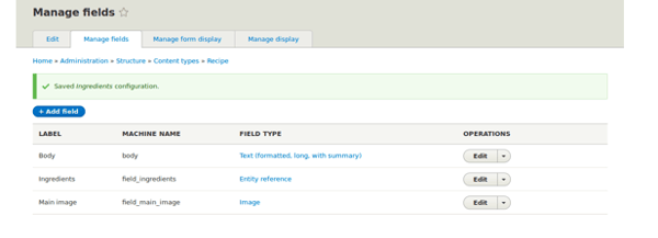 Box with manage fields page