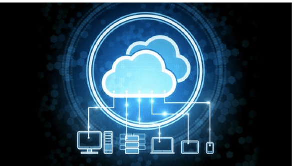 Cloud captured in circles and connected with various devices