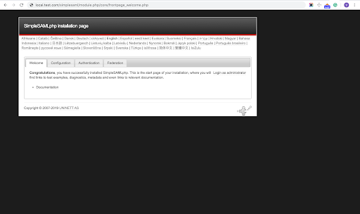SimpleSAMLphp Installation Page