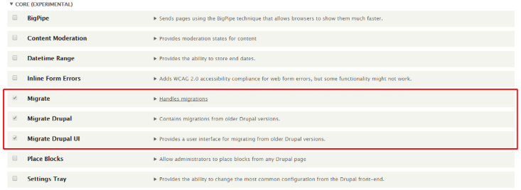 Verifying the modules are in core and enabled
